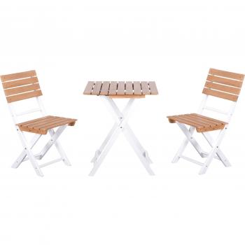 Conjunto de Terraza Tamuk Outsunny Mesa + 2 Sillas Natural/Blanco