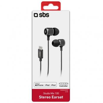 SBS TEINEARLIGHTK Auriculares Intraurales Alámbricos con Conector Lightning y Micrófono - Negro