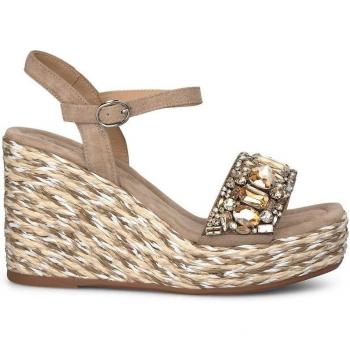 Sandalias de cuña con puntera cuadrada y pedrería