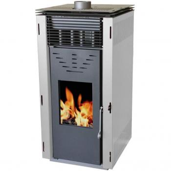 Estufa de pellet ventilada 10 kW blanca sin corriente eléctrica cero rem