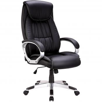 IntimaTe WM Heart Silla de Oficina Respaldo a Alto Altura, Silla de Escritorio de Ordenador en Cuero, Diseño Ergonómico Altura Ajustable, Mecanismo de Inclinación, 360 Grado Giratoria, Negro