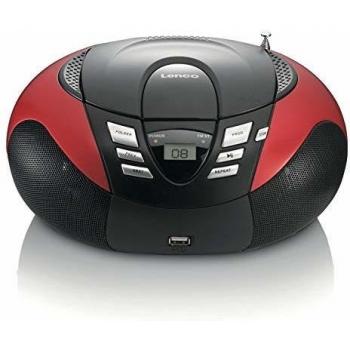 Lenco SCD-37 Portable CD & MP3 Player Boombox with FM Radio and USB Playback - Red