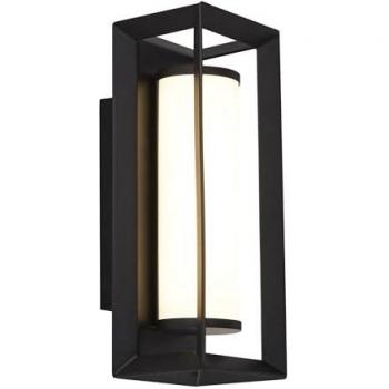 Aplique Chaplin Acero Negro 1 bombilla 20cm, Rektangulr Led Vgglampa, Matt Svart - 200mm - Searchlight, Apliques modernos Chaplin Acero Policarbonato Blanco Led