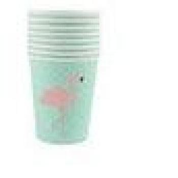 'Bonita vasos de papel Tropical Flamingo – 8 unidades – 7.5 X 9 Cm