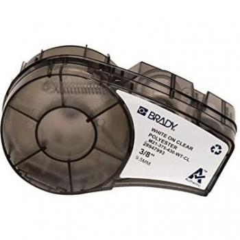 Brady Polyester Tape for BMP21-PLUS; BMP21-LAB; BMP21, 9.53 mm x 6.40 m, White on Transparent
