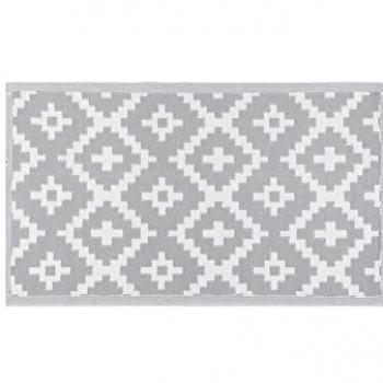 Alfombra de Exterior Paros Gris Polipropileno 90 x 150 cm - Fácil Limpieza, Sostenible, Trenzado