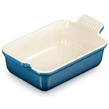 Bandeja Rectangular Heritage de Cerámica de Gres Le Creuset 19 cm Color Verde Profundo