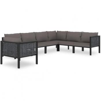7-Piece Anthracite Poly Rattan Garden Lounge Set with Cushions