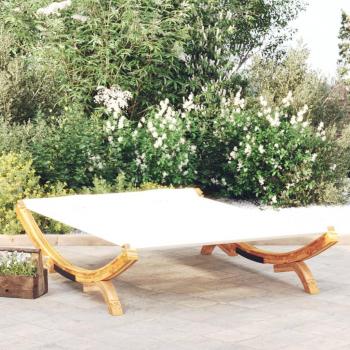 Tumbona de madera curvada 165x188,5x46 cm color crema con dosel gris antracita