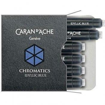 Caran D'Ache 8021-140 - Pack de 6 cartuchos de tinta estilográfica, color azul idílico