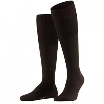 Falke Airport Men's Knee High Socks - Dark Brown Merino Wool Blend, Size 45-46 (12-13 US)