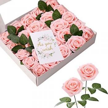 ASYOUWISH Flores Artificiales, 25 Piezas, Rosas de Imitación de Espuma de Poliestireno con Tallos, Adecuadas para Decoración del Hogar, Ramo de Boda, o Decoración de Jardín al Aire Libre, etc.