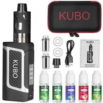 Cigarrillo electrónico Kit Cigarro electrónico y 5x10 ml E líquido 80W Mod con 0,5 Ohm/ 3 ml Atomizador 2000 mAh Batería Vape, Pantalla LED de vatio ajustable 0,0mg nicotina E Cigarette LZ80W - Negro