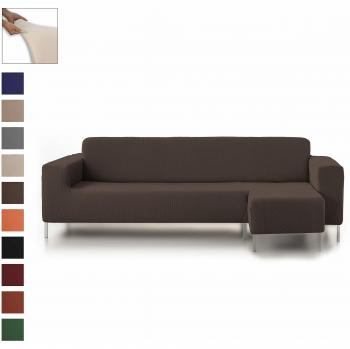 Eiffel Textile Protector Rústica Funda Elástica Chaise Longue Brazo Corto Derecho, Marrón, Tres Plazas
