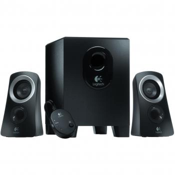 Logitech Z313 Sistema de Altavoces 2.1 con Subwoofer, Sonido Pleno, 50W de Pico, Graves Potentes, Entrada Audio 3.5 mm, Mando, Enchufe UK, PC/PS4/Xbox/TV/Smartphone/Tablet, Negro