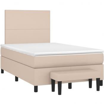 Cama box spring con colchón de cuero sintético capuchino 120x190cm