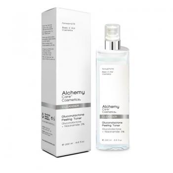 ALCHEMY CARE COSMETICS | CLEANSER: PEELING TONER GLUCONOLACTONE+NIACINAMIDA 3% 200ML - Leche limpiadora suave y respetuosa con la piel, fórmula