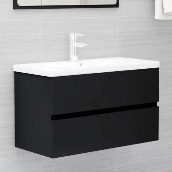 Mueble de baño Día y Noche con lavabo integrado en madera de ingeniería negra