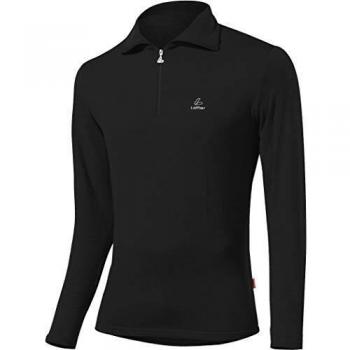 Loeffler Transtex Basic Long Sleeve T-shirt for Men with Zip Collar - Black