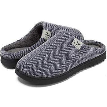 VIFUUR Hombre Zapatillas de casa Espuma de Memoria de Alta Densidad Cálido Interior Lana al Aire Libre Forro de Felpa Suela Antideslizante Zapatos Armada 42/43