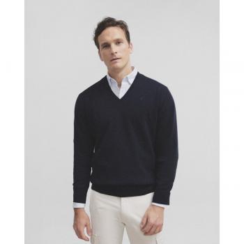 Jersey de hombre azul marino cuello pico