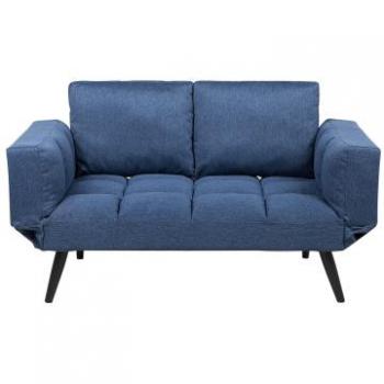 Sofá cama 2 plazas azul marino Brekke con reposabrazos ajustables estilo minimalista