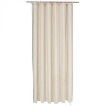 Cortina de Ducha Premium 180x200cm Algodón y Poliéster Beige Antimoho Certificado Oeko Tex con Anillas Incluidas