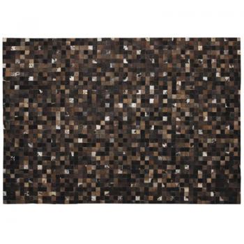 Alfombra de piel de vaca marrón en mosaico Aubry Gaspard