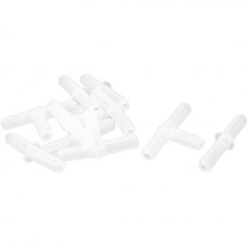 sourcing map Sourcingmap 5mm Diámetro Recto Conector T de Tubo Plástico Bomba de Aire para Acuario 10PCS