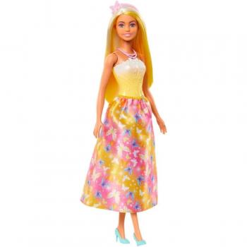 Muñeca Barbie Dreamtopia Princesa Real con Cabello Colorido y Vestido Amarillo-Rosa