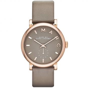 Marc jacobs womens quartz watch with grey dial analogue display and grey leather bangle mbm1266
