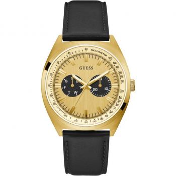 Guess Blazer Gold Black Leather Watch, Multicolor male, Size: ONE SIZE