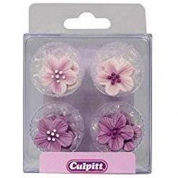 Lilac Flower Sugar Pipings - Pack of 12