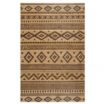 Alfombra de Bambú Natural Antideslizante Étnica Negra 160 x 230 cm - Ideal para Salón, Pasillo y Baño con Efecto Tarima