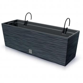 Macetero Prosperplast FURU Cemento Antracita 58x18x19.5cm 12L con Depósito y Ganchos Colgantes