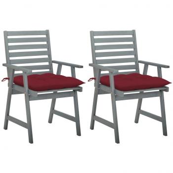 Sillas de comedor para jardín 2 uds madera maciza de acacia con cojines