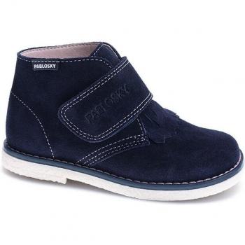 Botín Plano Pablosky 424726 Azul Niña - Botines de niña de piel con cierre adherente, Material Interior Textil, Colección Otoño/Invierno 23