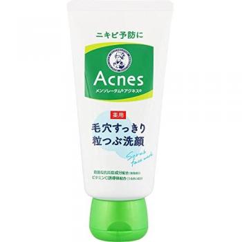 Rohto Mentholatum Acnes Medicated Scrub Foam Cleanser 130g - Pore Refreshing Granules Face Wash