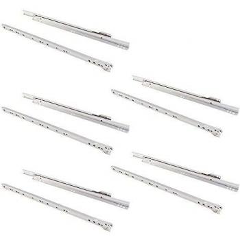 EMUCA - Guías correderas para cajones 450mm con extracción Parcial Color Blanco, Lote de 5 guías para cajones