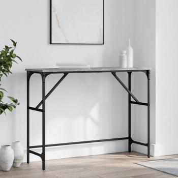 Mesa consola de madera de ingeniería 100x32x75 cm en color negro, roble sonoma y roble ahumado, ideal para salón o recibidor