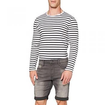 G-Star 3301 Slim Denim Shorts for Men, Light Aged Destroy, Casual Cotton, Size 28