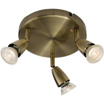 Plafón de techo Spot Amalfi 3 luces Acero Latón envejecido GU10 ajustable
