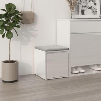 Cajón taburete madera contrachapada blanco brillo 40.5x40x40 cm
