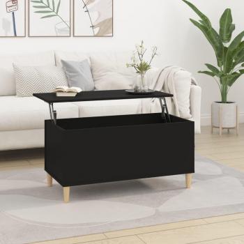 Mesa de centro vidaXL madera contrachapada 90x44,5x45 cm blanco y negro, brillante, para salón o comedor, mesita auxiliar
