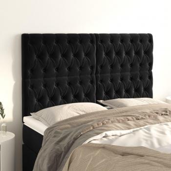 Cabeceros de terciopelo negro (4 unidades) 72x7x78/88 cm