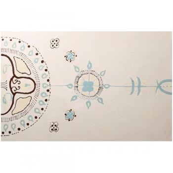 Belssia Lienzo Etnia Pintado a Mano, Lino, Azul, Marrón y Blanco, 100x4x90 cm