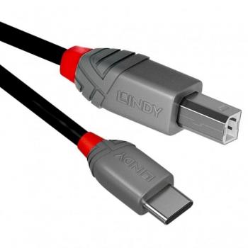 Lindy 2m USB 2.0 Type C to B Cable Anthra Line
