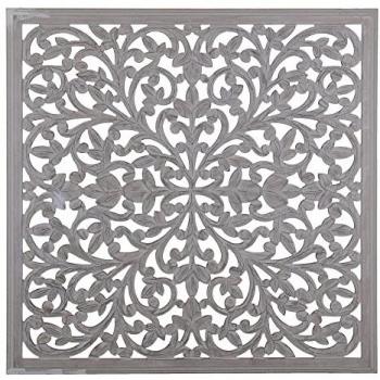 Mural Tallado de Madera Gris 90 x 1 x 90 cm DMF