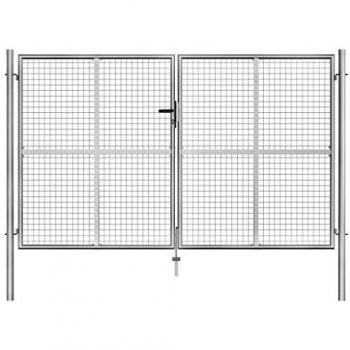 vidaXL Puerta de jardín de acero galvanizado plateado 306x200 cm