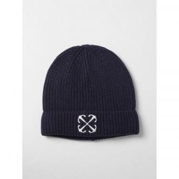 Off-White Blue Stylish Beanie Hat for Kids - Size M